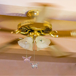 2 Stück 2 Stile Schmetterling Legierung Strass Charms Deckenventilator Zugkette Extender&nbsp;HJEW-LP00014