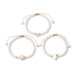 3 braccialetti di perline intrecciate con perle di conchiglia estiva in 3 stili&nbsp;BJEW-JB10323