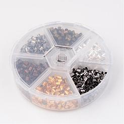1 Box 6 Farben Antik Bronze & Rot Kupfer & Gold & Silber & Platin & Schwarzrohr Messing Crimpperlen&nbsp;KK-X0037-NR-B