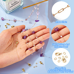 Kit per realizzare collane con scaglie di ametista naturale da 3 m e catene di perline finte in plastica ABS&nbsp;CHC-TA0001-30D