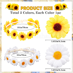 2 Stück 2 Farben Stoff kleines Sonnenblumenkranz-Stirnband&nbsp;OHAR-CP0001-19