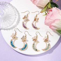 3 par de pendientes colgantes de acero inoxidable 304 con diseño de mariposa y luna (3 estilos)&nbsp;EJEW-TA00415