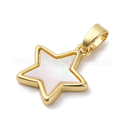 Messing Pavé Naturweiß Muschel Stern Charms&nbsp;KK-P308-02G