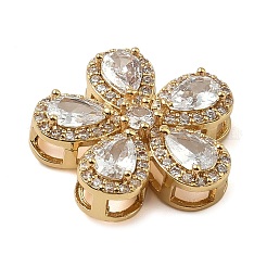 Liens multibrins en forme de fleur à 5 pétale avec pavé de zircone cubique en laiton&nbsp;KK-I276-30G-02