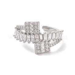 Offene Manschettenringe aus Messing mit Mikropavé und Zirkonia&nbsp;RJEW-K263-22P