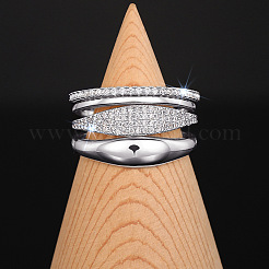 4 Stück Messing-Fingerringe mit Mikropflaster und klarem Zirkonia & Messing-Fingerringe-Set&nbsp;FS-WG9B944-01