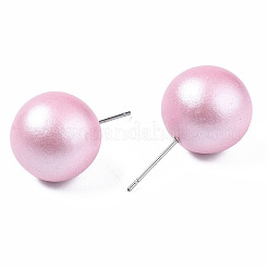 Pendientes de madera de schima redondos pintados para niña mujer&nbsp;EJEW-T017-01F
