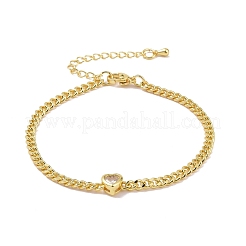 Zirkonia-Herz-Gliederarmband mit Panzerketten&nbsp;KK-E033-20G