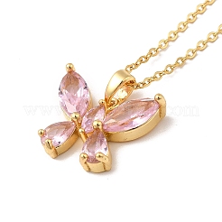 Collana pendente con zirconi rosa&nbsp;NJEW-H161-01H