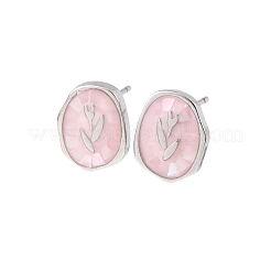 Pendientes ovalados de latón esmaltado&nbsp;EJEW-I322-04P
