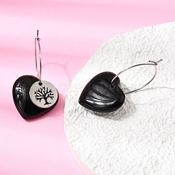 Ohrringe aus natürlichem Obsidian und Edelstahl 304 für Damen&nbsp;EJEW-G475-05P-05