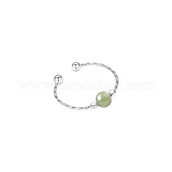 925 Manschettenring aus Sterlingsilber und runder natürlicher Hetian-Jade&nbsp;FS-WGB5859-01