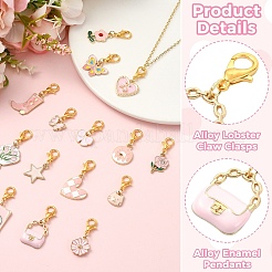 15 Uds decoraciones colgantes de esmalte de aleación&nbsp;HJEW-YW00499