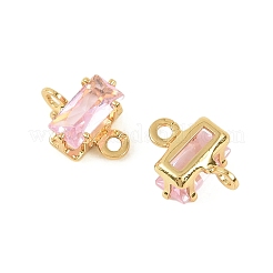 Breloques connecteurs rectangulaires en laiton pavé de zircone cubique&nbsp;KK-P347-06G-02