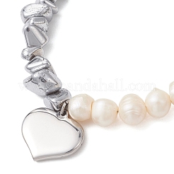 Braccialetti con ciondolo a forma di cuore in acciaio inossidabile 304&nbsp;BJEW-JB13361-01