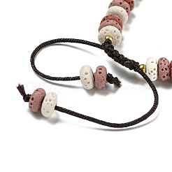 Braccialetti con perline intrecciate a rondelle di roccia lavica naturale tinta&nbsp;BJEW-Z026-01E