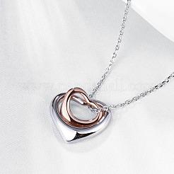 Platin & Rose Gold-Zinn-Legierung Doppel Herzanhänger Halsketten überzogen&nbsp;NJEW-BB02208
