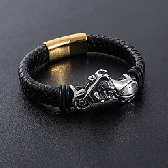 Braccialetti in cordino di pelle PU intrecciata punk&nbsp;LT2133-2