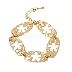 Bracciali a catena ovali in acciaio inossidabile 304 con maglie a fiore cave&nbsp;SA-CBAF6AD-08G