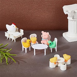6 Satz 3 Stile Mini-Plastikstühle und Tisch Miniatur-Display-Dekorationen&nbsp;AJEW-OC0004-12