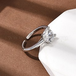 Offene Manschettenringe aus Messing mit Mikropavé und Zirkonia für Damen&nbsp;RJEW-B160-04P