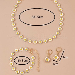 Gänseblümchen-Legierung Emaille Gliederkette Halsketten & Gliederarmbänder & Creolen-Sets&nbsp;FS-WGB8665-01