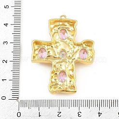 Pendentifs en laiton micro pavé de zircons cubiques roses&nbsp;CU-CBAD306-06G