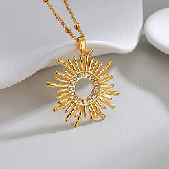 Collane con ciondolo a forma di sole in acciaio inossidabile 304 e strass di cristallo per donna&nbsp;WGC2767-01