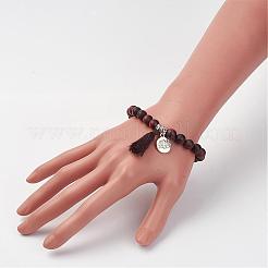Bracelets extensibles avec perles en œil de tigre naturel&nbsp;BJEW-JB02812-03