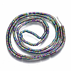 Fili di perline di ematite sintetica non magnetica placca arcobaleno&nbsp;X-G-T114-57-M