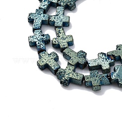 Brins de perles de pierre de lave naturelle galvanisées&nbsp;G-A256-A01-01E