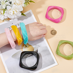 6 bracelet en acrylique bicolore pour femme&nbsp;BJEW-ME0001-03A