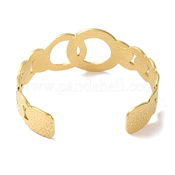 Offene Armreifen mit strukturiertem Ring aus 304 Edelstahl für Damen&nbsp;BJEW-I315-03G