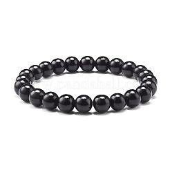 Set di braccialetti elastici in ossidiana naturale e roccia lavica&nbsp;BJEW-JB06982-04