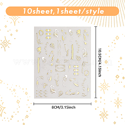 10 Blatt 10 Stil Gold Stempel Welle Französisch Französisch Tipps Nagel Aufkleber&nbsp;MRMJ-HY0002-33