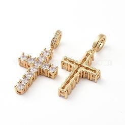 Pendenti in zirconi cubici trasparenti in micro pavè di ottone&nbsp;X-ZIRC-L076-031G