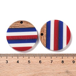 Pendentifs en résine rayée opaque et bois de noyer du jour de l'indépendance&nbsp;RESI-U010-02R