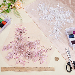 2 Stück 2 Farben Blumen-Chemiefaser mit Kristall-Strass-Stickerei zum Aufnähen auf Stoffflecken&nbsp;PATC-FG0003-60B