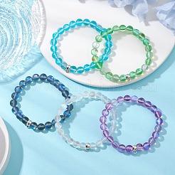 8 mm runde synthetische Mondsteinperlen zum Herstellen von Stretch-Armbändern&nbsp;BJEW-JB11394