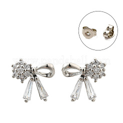 Boucles d'oreilles en laiton zircon cubique micro pavé clair&nbsp;EJEW-M103-12P