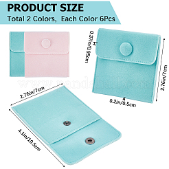 12 pièces sacs à bijoux carrés en velours 2 couleurs&nbsp;TP-CP0001-02A
