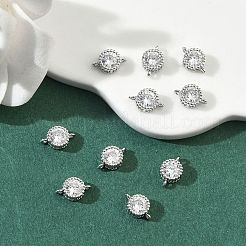 Messing Pflaster klar Kubisch Zirkonia flache runde Anschluss Charms&nbsp;XGRQ3D002-500P