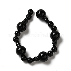 Gefärbte und erhitzte natürliche schwarze Achat-3-Loch-Guru-Perlenstränge&nbsp;G-K149-53