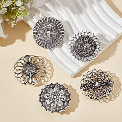 5 stücke 5 stil vintage blume legierung pullover schal clips broschen set&nbsp;AJEW-GF0007-23
