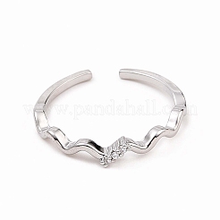 Offener Manschettenring mit klarer Zirkonia-Welle&nbsp;X-RJEW-B028-17P