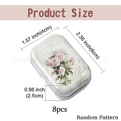 8 x Aufbewahrungsboxen aus Weißblech mit Blumenmuster&nbsp;CON-YW0001-97
