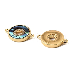 Natürliche Paua-Muschel-Ringverbinder-Charms&nbsp;KK-G538-10G