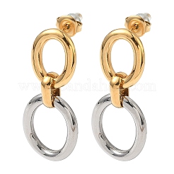 Boucles d'oreilles pendantes ovales bicolores en acier inoxydable 304&nbsp;EJEW-K268-66GP