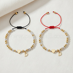 2 Stück Messing-Armband-Set mit Anhängern des Anfangsbuchstabens D&nbsp;GM5695-4
