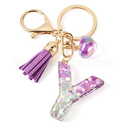 Porte-clés cœur en résine et alliage&nbsp;KEYC-TADJ0002-01G-Y